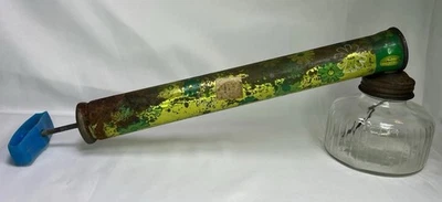 VTG Hudson Bug Sprayer Duster 70s Silver Green Floral Blue Plastic Handle Works! - Image 1 of 4