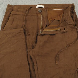 Pantalones Luca Faloni Para Hombres 34 Marrón Lino Lipari Informal Playa Pantalón Cordón Lux - Imagen 1 de 15