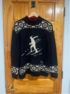 Vintage Ralph Lauren Downhill Ski Hand Knit Sweater Mock Neck Snowflake Pattern - Picture 1 of 7