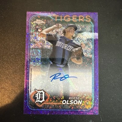 2024 Topps Chrome Update Reese Olson #AC-REES RC Purple Speckle Refractor Auto - Image 1 of 3