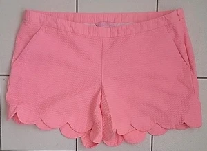NWOT Sz 6 Lilly Pulitzer Pink, Textured, Scalloped Hem Shorts, 100% Cotton - Picture 1 of 6