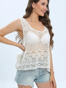 Cutout Round Neck Sleeveless Cover Up - Picture 1 of 4