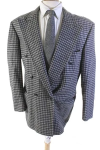 Adolfo Couture Mens Gray Printed Double Breasted Long Sleeve Coat Size 42 - Picture 1 of 9