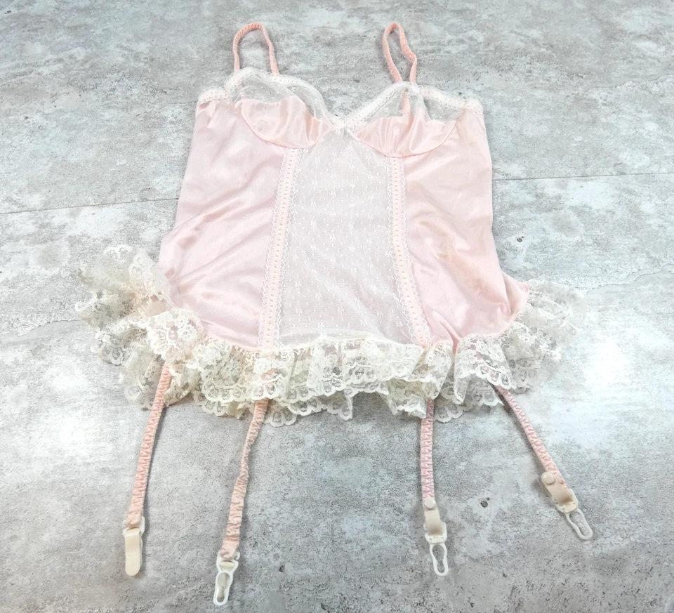 Vintage Pastel Teddy Womens Medium Pink Lace Lingerie Stocking Straps - Image 1 of 4