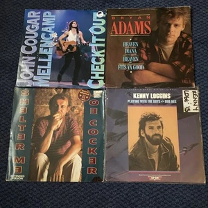 Kenny Loggins Bryan Adam’s John Cougar Mellencamp Joe Cocker 12’’ Single Lot VG - Picture 1 of 2