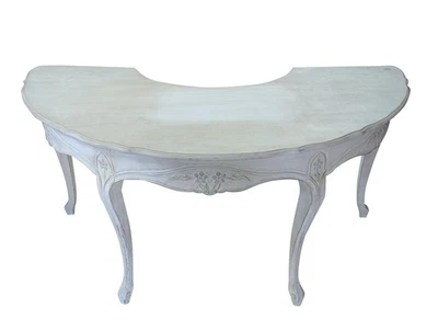 Escrivaninha vintage francesa country serpentine meio círculo, 61′′W, PA6844TD - Imagem 1 de 4