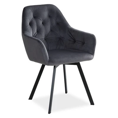 Drehbarer Esszimmerstuhl mit Armlehne Polstersessel aus Samt in Grau Homestyle4u - Bild 1 von 4