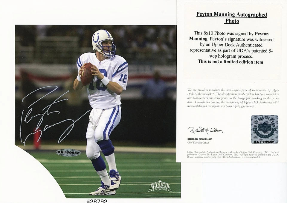 2000 -PEYTON MANNING- UDA Firmado/Autógrafo/Auto Colts NFL Foto de Fútbol Foto 1 de 1