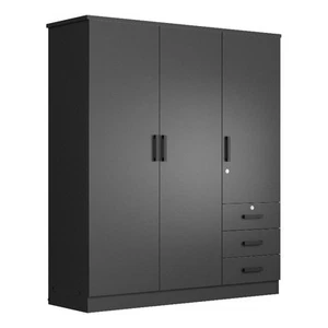 Better Home Product Violet Engineered Wood Wardrobe Armoire Closet in Black - Picture 1 of 12