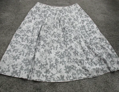 Sportscraft A Line Full Skirt 10 Side Zip Floral Cotton GreyWhite Italian Fabric - image 1 of 4