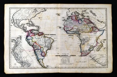 1843 Woodbridge Political Map South America Africa Atlantic Ocean Brazil Guinea - Image 1 of 4