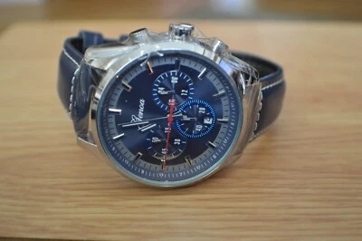 Genoa Multifunction Watch W/Quartz Movement and Blue Leather Strap 45mm 5.2-7.5" - Image 1 of 4