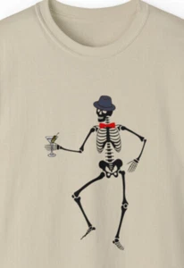 SKELETON T-SHIRT, Unisex Ultra Cotton Tee T-shirt, Skeleton martini shirt - Picture 1 of 25