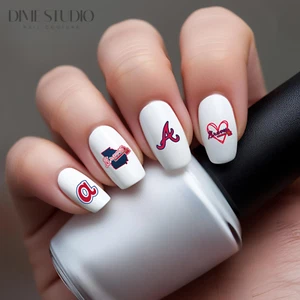 Atlanta Baseball Nail Decals Water Transfer Clear Overlay Nail Tattoo - Picture 1 of 5