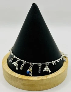 Brazalete tobillo Panama Jack tono plata delfín 10 pulgadas. - Imagen 1 de 10