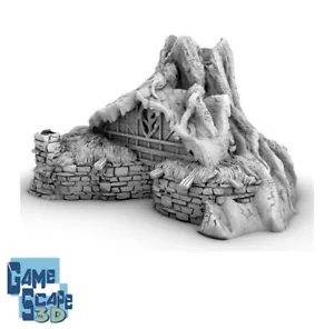 Halfling House with Watch Tower - Hobbit-like Dwelling - Stone Wood Earthy House - Picture 1 of 4