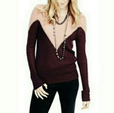 PRINCESS VERA WANG Pink Purple Color Block Wool Blend Fuzzy Sweater Women’s Sz S - Image 1 of 4