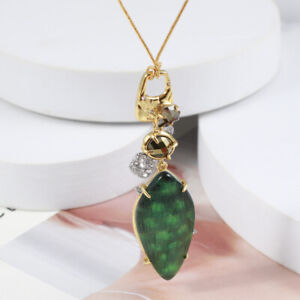 Alexis Bittar Glitter Green Resin Pendant Gold Tone Long Necklace w/Gift Box