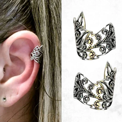 Wrap Earrings Butterfly Leaf Clip On Non Piercing Cartilage Adjustable Ear Cuffs Foto 1 de 4