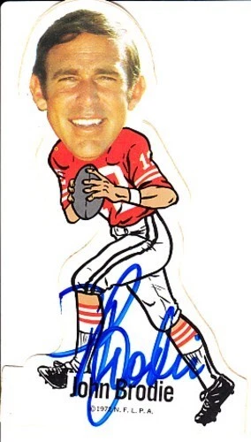 约翰·布罗迪亲笔签名签名旧金山49人队1972年NFLPA贴花贴纸 — 第 1/1 张图片