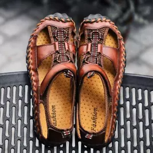 Sandalias para hombre Cungel Cuero genuino Sandalias de verano informales Zapatos para hombre Playa romana - Imagen 1 de 15