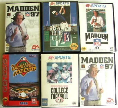 Lot of 6 Sega Genesis Games Football Baseball Golf All in Good Cond. and Tested - Image 1 of 4