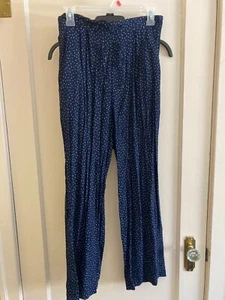 Hunt Club Ladies Medium Navy Blue Polka Dot Rayon Drawstring pants - Picture 1 of 6