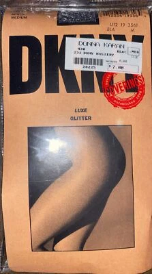 VTG New Old Stock Unopened DKNY Luxe Glitter Black Tights Style 430 Size Medium - Image 1 of 2