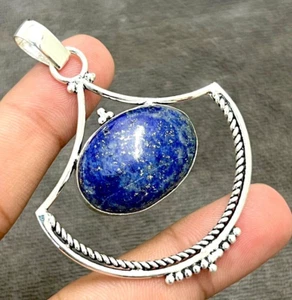 Lapis Lazuli Gemstone 925 Sterling Silver Handmade Jewelry pendant 2.10" - Picture 1 of 8