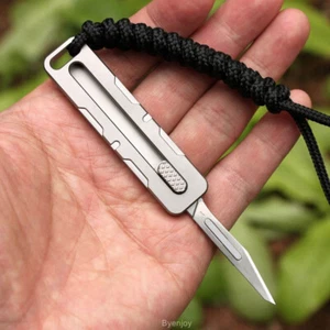 Scalpel Blade Titanium Utility Knife Mini Cutter EDC Survival Keychain Pendant - Picture 1 of 20