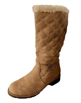 ALB TRADE Damen Stiefel Boots Leder-Optik Gefüttert Winterstiefel Braun Gr. 36,37,38,39,41
