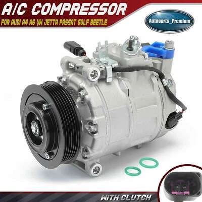 Compresor de aire acondicionado con embrague para Audi A4 A6 Volkswagen Jetta Tiguan Golf Eos Beetle Foto 1 de 4