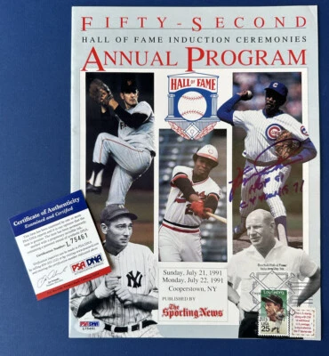 Fergie Jenkins HOF 91 Cy Young 71 SIGNED 1991 Hall of Fame Induction Program PSA - Image 1 of 4