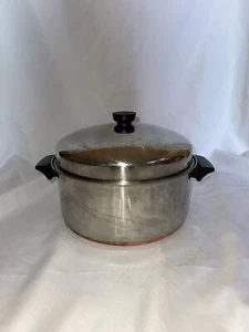 Revere Ware Copper Bottom Stock Pot Dutch Oven w/ Dome Lid 6 QT - Picture 1 of 7