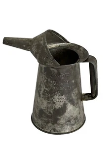 Vintage SAVORY Quart Oil Gas Metal Can Funnel Pour Spout EMBOSSED Label New York - Picture 1 of 4
