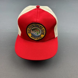 Vintage 1983 Old Fishermen’s Club Trucker Hat Snapback M/L Modesto Patch NWOT - Picture 1 of 12