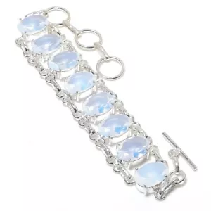 Fire Opal Gemstone Handmade 925 Sterling Silver Jewelry Bracelet Size 7-8" - Picture 1 of 1