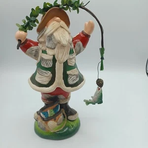 Santa Claus Fisherman bobble top Christmas Figurine by Pacific Rim 9" - Picture 1 of 8