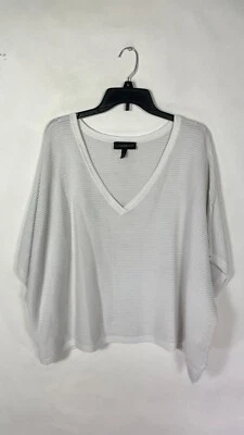 Suéter Lane Bryant para mujer cuello en V manga corta acanalado blanco talla 26/28. Foto 1 de 4