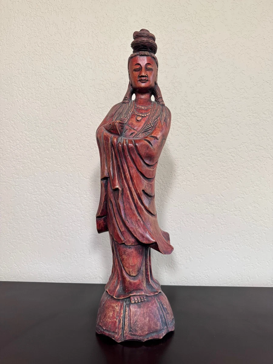 中国　唐木紅木彫刻　如意　置物　C　6694E 中国 唐木紅木彫刻 如意 置物 C 6694E