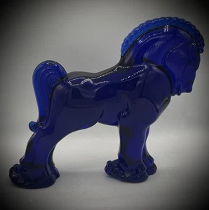 1999 Heisey Mosser Longaberger Cobalt Blue Glass Clydesdale Horse Figurine - Picture 1 of 8