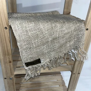 Helena Ruuth Schal beige Leinenmischung mit Fransen Handarbeit Irland - Bild 1 von 7