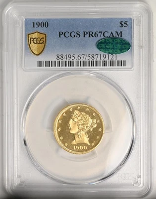 1900 LIBERTY $5 PCGS PR 67 CAM — 第 1/4 张图片