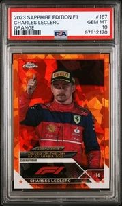 2023 Topps Chrome Sapphire Formula 1 F1 Charles Leclerc #167 arancione /25 PSA 10 - Foto 1 di 2