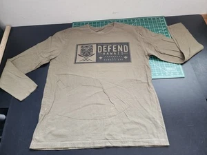 Defend Hawaii Black T-shirt men's XL Army Green Long-Sleeve DAMAGED Bleach Stain - Picture 1 of 10
