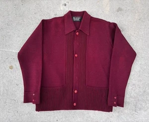 Vintage 1960’s Leonardo Strassi Wool Cardigan Sweater Italian Knit Rockability - Picture 1 of 9
