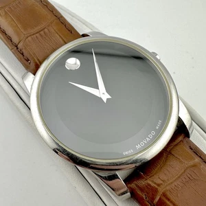 Movado Museum 07.1.14.1142 Black Dial 40mm Stainless Swiss Watch - New Battery - Picture 1 of 16