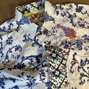 Robert Graham Paisley Button Up Shirt Men XL Colorful Flip Cuff White Blue - Picture 1 of 11