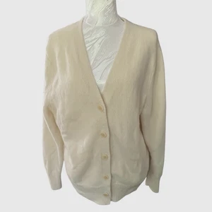 Wilfred Cashmere V-Neck Cardigan Button Up Long Sleeve Neutral Preppy Soft Warm - Picture 1 of 11