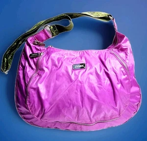 ZUMBA Crossbody Bag Hobo Fitness Satchel Peek-A-Boo Orchid w Camo Accent 14" VGC - Picture 1 of 15